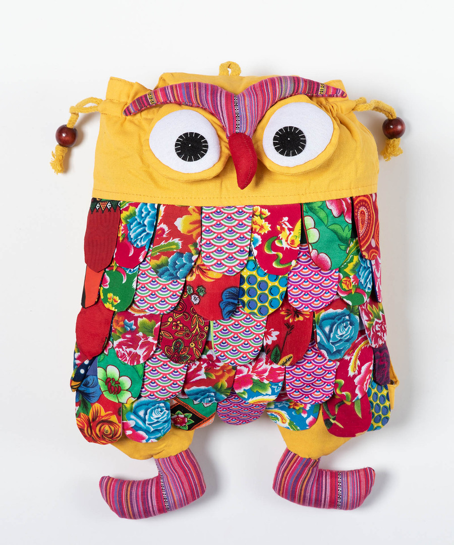 lkitrino Σακίδιο κουκουβάγια (40cm x 30cm) κίτρινο SilkFashion - Image 1