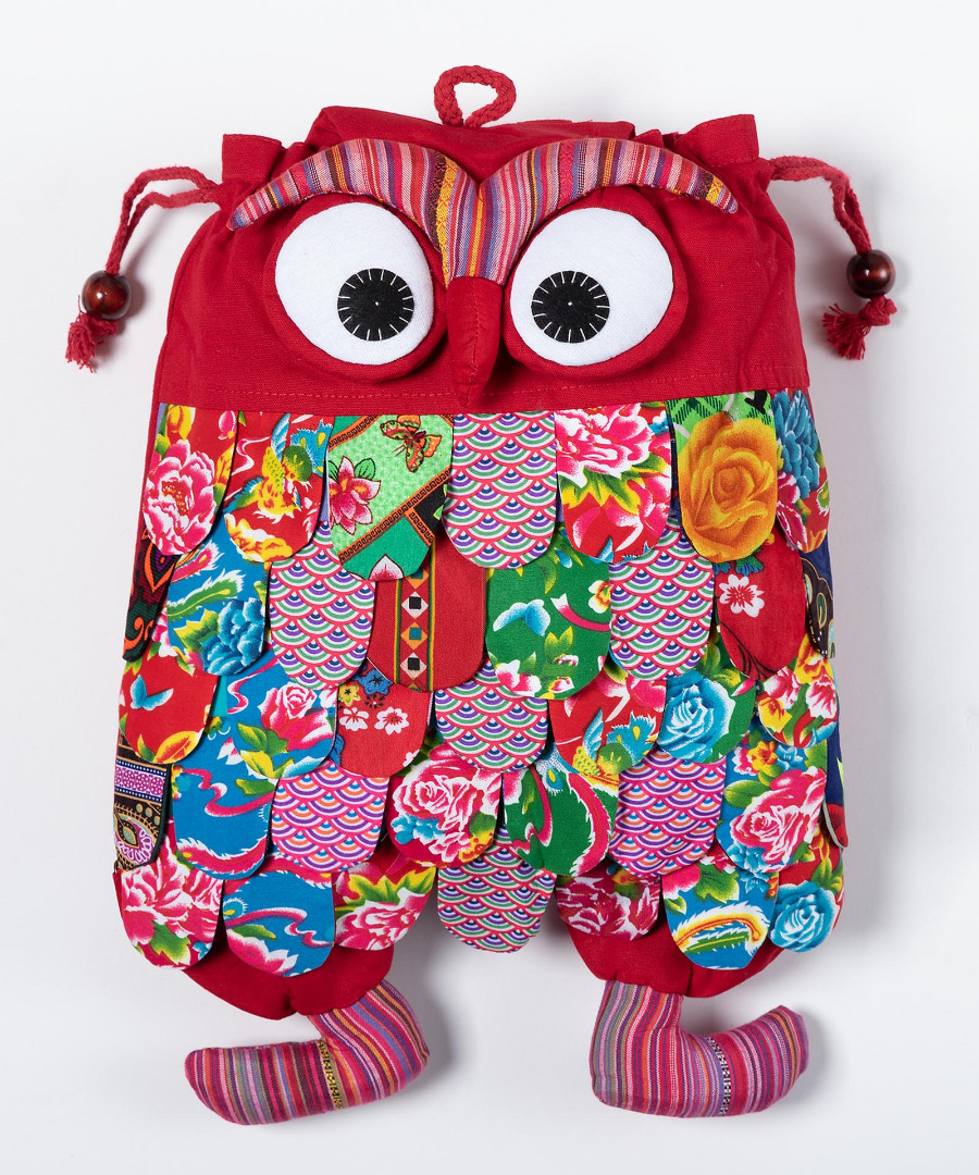 lkokkino Σακίδιο κουκουβάγια (40cm x 30cm) κόκκινο SilkFashion - Image 1