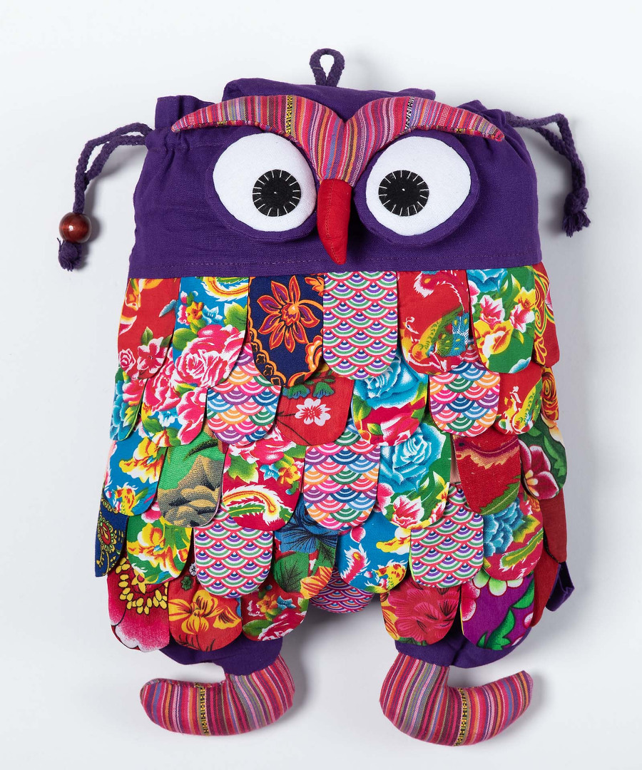 lmov Σακίδιο κουκουβάγια (40cm x 30cm) μώβ SilkFashion - Image 1