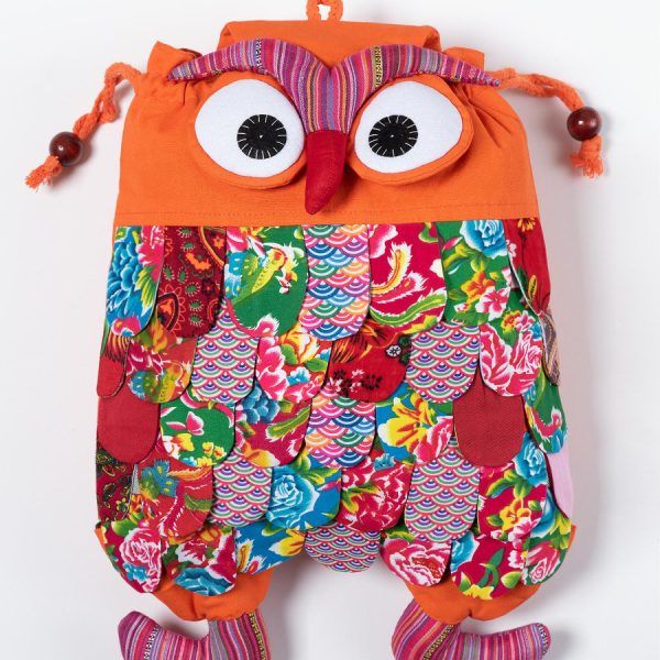 Σακίδιο κουκουβάγια (40cm x 30cm) πορτοκαλί SilkFashion