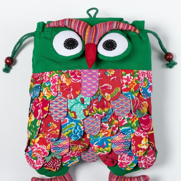 Σακίδιο κουκουβάγια (40cm x 30cm) πράσινο SilkFashion