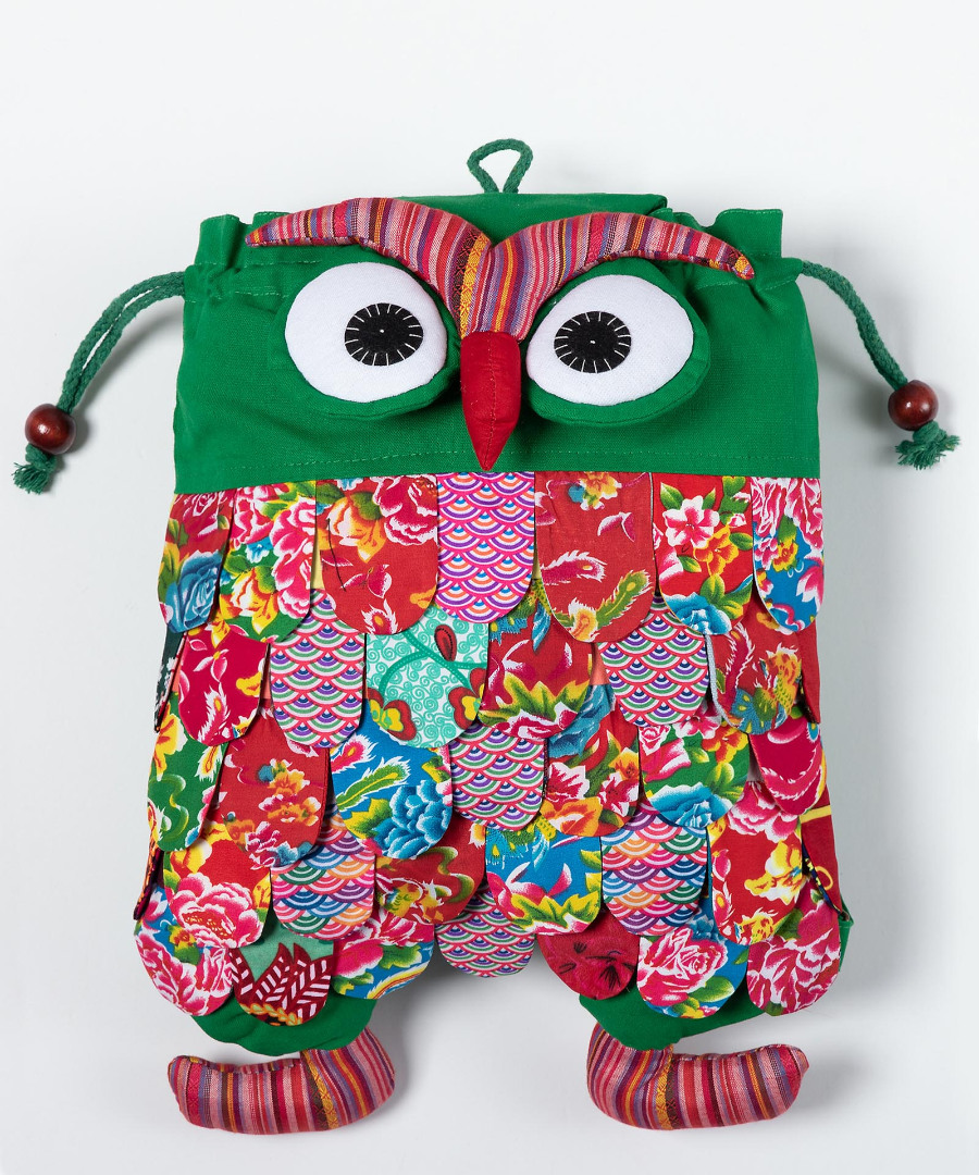 lprasino Σακίδιο κουκουβάγια (40cm x 30cm) πράσινο SilkFashion - Image 1