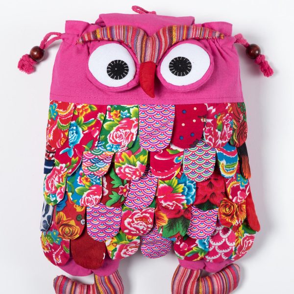 Σακίδιο κουκουβάγια (40cm x 30cm) ρόζ SilkFashion