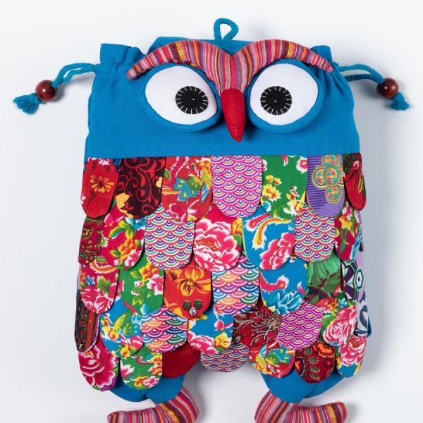 Σακίδιο κουκουβάγια (40cm x 30cm) σιέλ SilkFashion