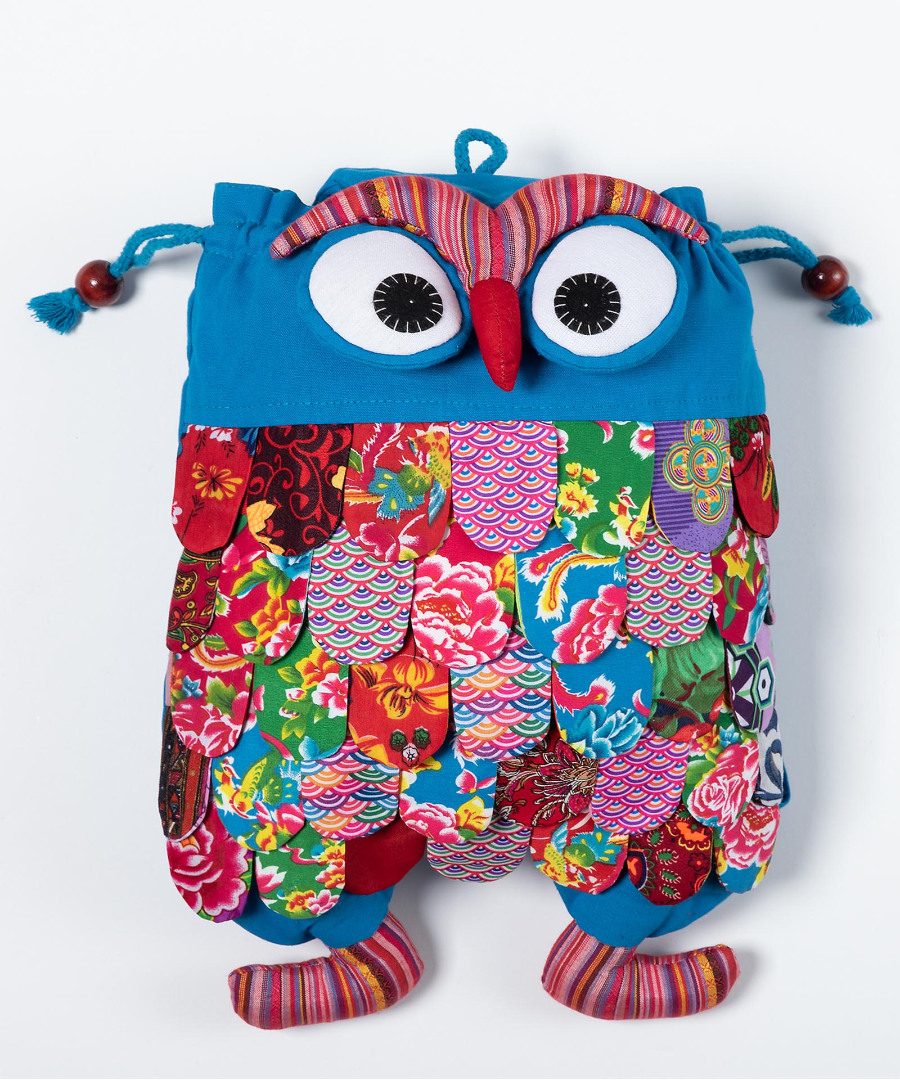 lsiel Σακίδιο κουκουβάγια (40cm x 30cm) σιέλ SilkFashion - Image 1