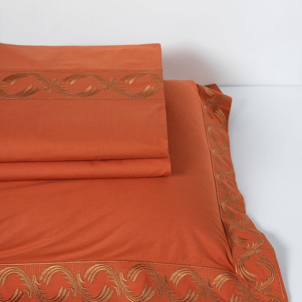 σεντόνια βαμβακερά ( 230cm x 250cm 2x 50cm x 70cm) M110 κεραμιδί SilkFashion