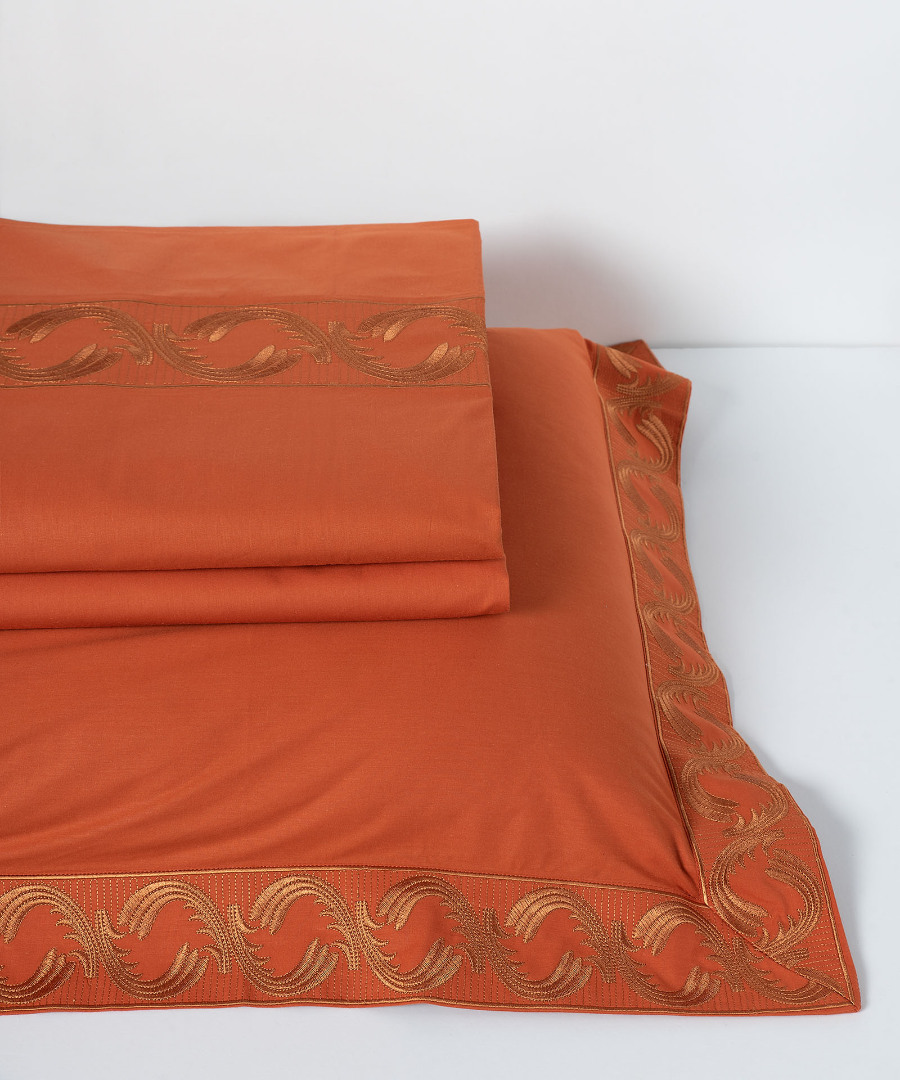 m110teraccota σεντόνια βαμβακερά ( 230cm x 250cm 2x 50cm x 70cm) M110 κεραμιδί SilkFashion - Image 1