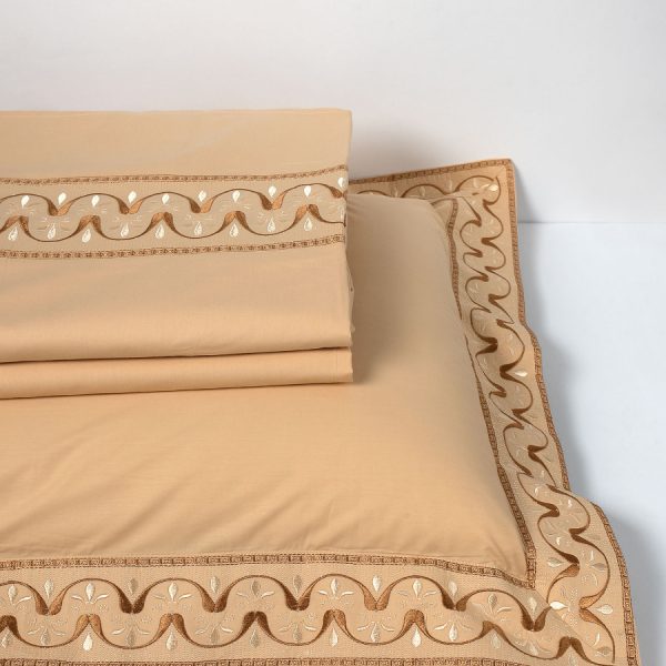 σεντόνια βαμβακερά ( 230cm x 250cm 2x 50cm x 70cm) M126 χρυσό SilkFashion