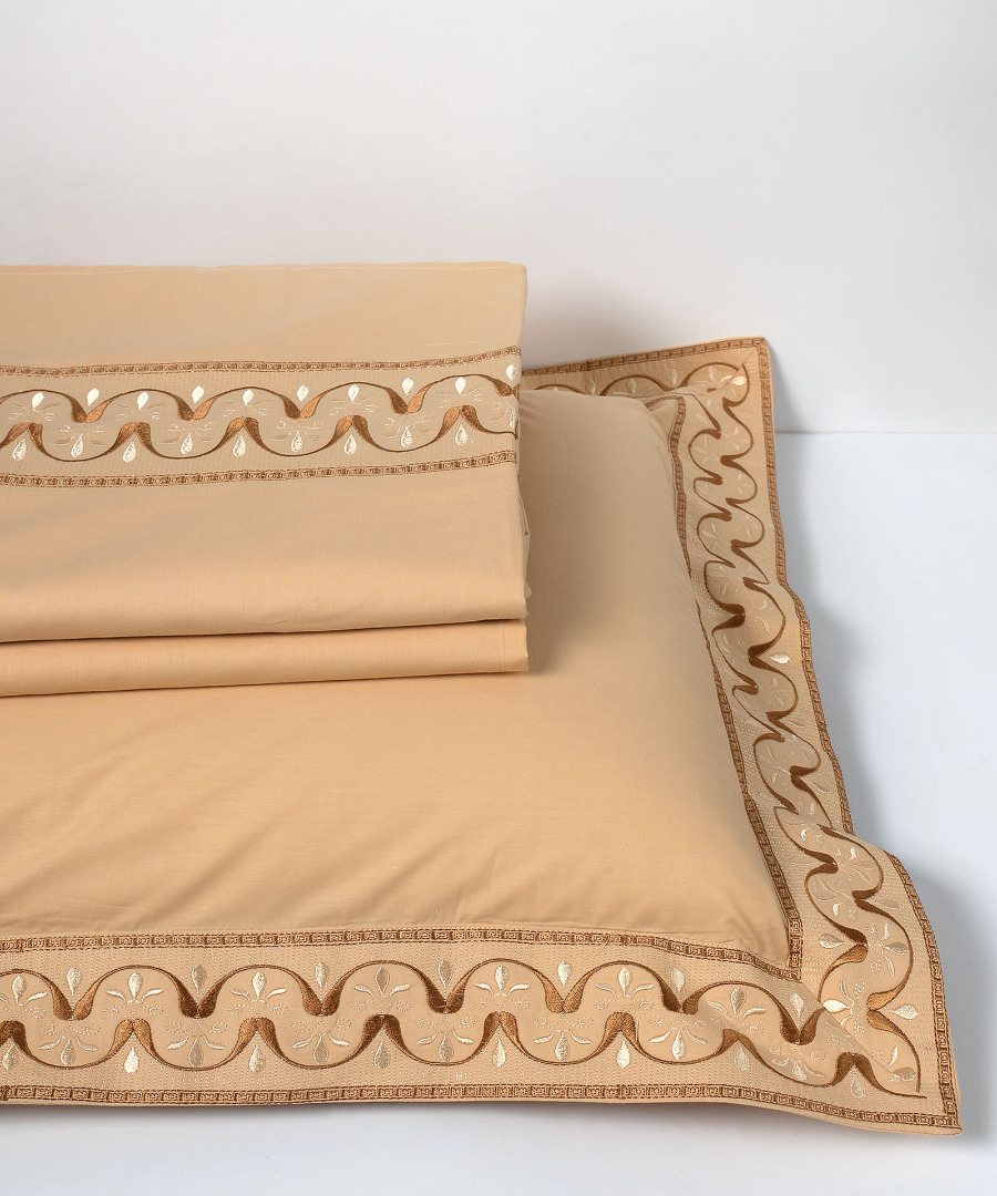 m126gold σεντόνια βαμβακερά ( 230cm x 250cm 2x 50cm x 70cm) M126 χρυσό SilkFashion - Image 1