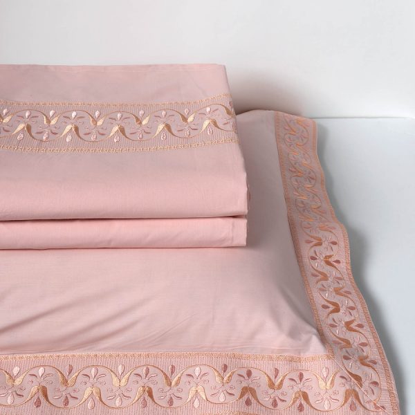 σεντόνια βαμβακερά ( 230cm x 250cm 2x 50cm x 70cm) M126 ρόζ SilkFashion