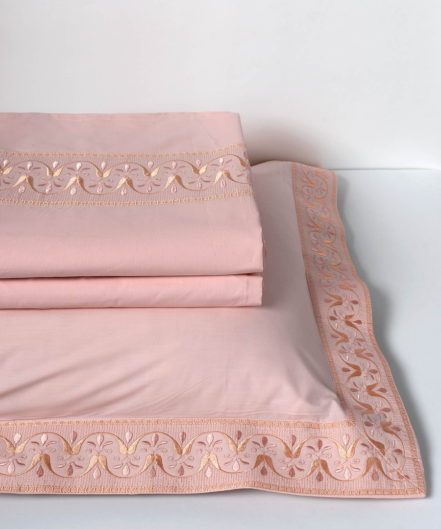 m126pink σεντόνια βαμβακερά ( 230cm x 250cm 2x 50cm x 70cm) M126 ρόζ SilkFashion - Image 1