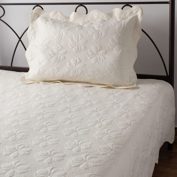 ΚΟΥΒΕΡΛΙ σετ (160cm x 220cm + 1 x 50cm x 70cm) M150 ivory SilkFashion
