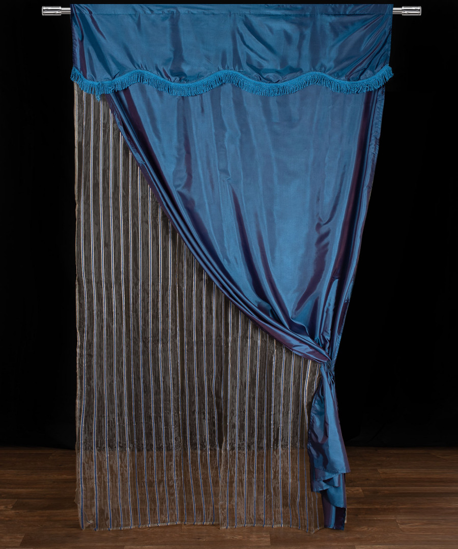 mariable Κουρτίνα maria (150cm x 280cm) με τούνελ μπλέ SilkFashion - Image 1