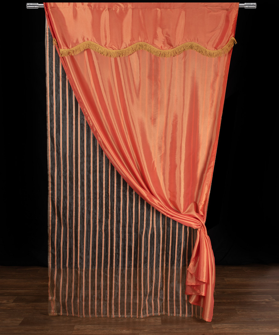 mariaportokali Κουρτίνα maria (150cm x 280cm) με τούνελ πορτοκαλί SilkFashion - Image 1