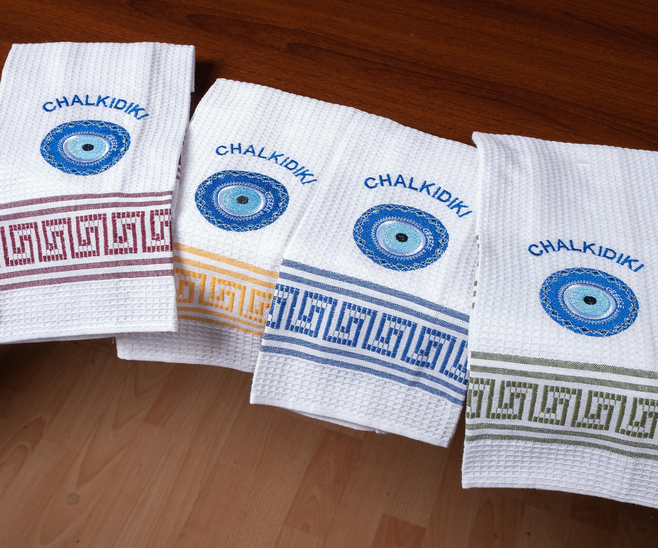 matichalkidiki Σετ 12 τεμαχίων ποτηρόπανα (45cm x 65cm) μάτι CHALKIDIKI SilkFashion - Image 1