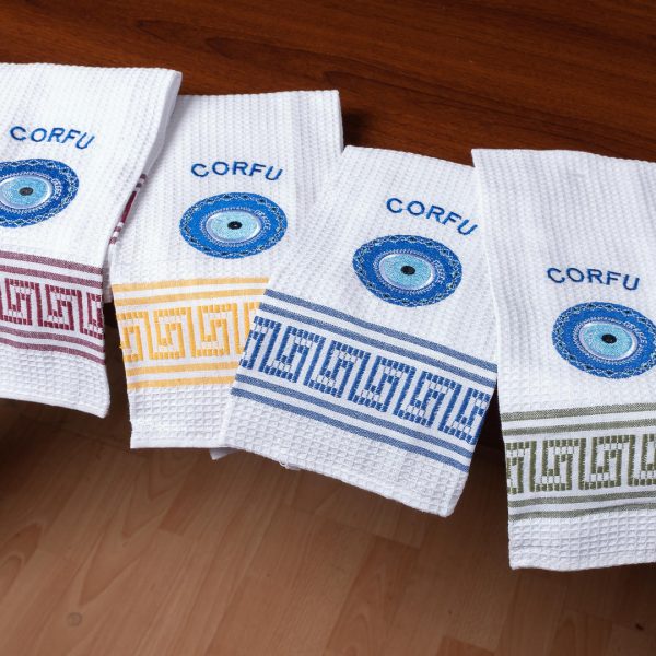 Σετ 12 τεμαχίων ποτηρόπανα (45cm x 65cm) μάτι CORFU SilkFashion