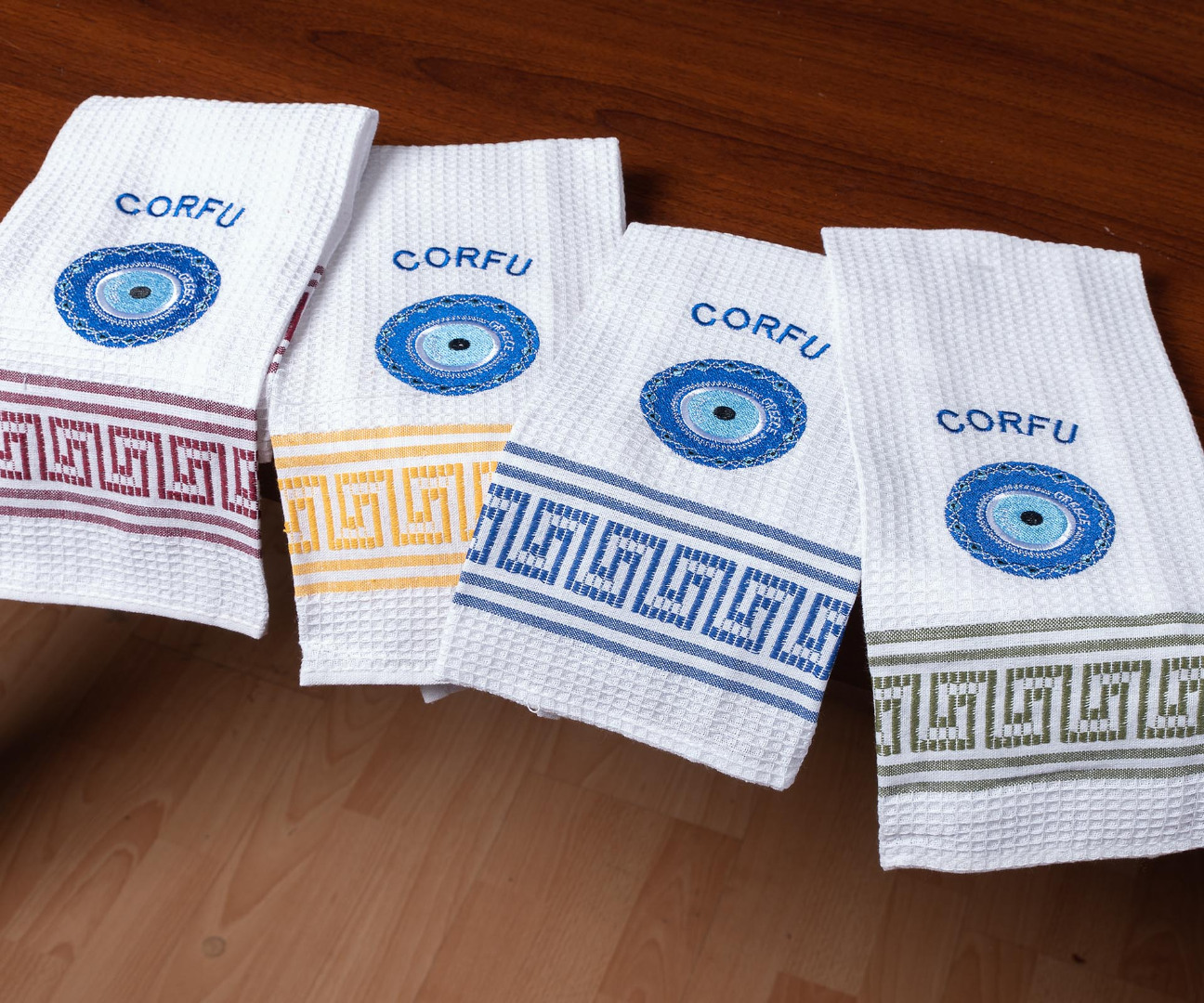 maticorfu Σετ 12 τεμαχίων ποτηρόπανα (45cm x 65cm) μάτι CORFU SilkFashion - Image 1