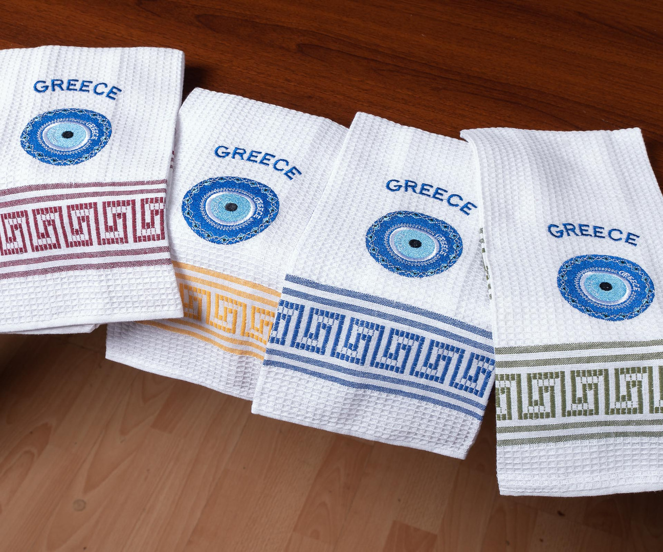 matigreece Σετ 12 τεμαχίων ποτηρόπανα (45cm x 65cm) μάτι CRETE SilkFashion - Image 1