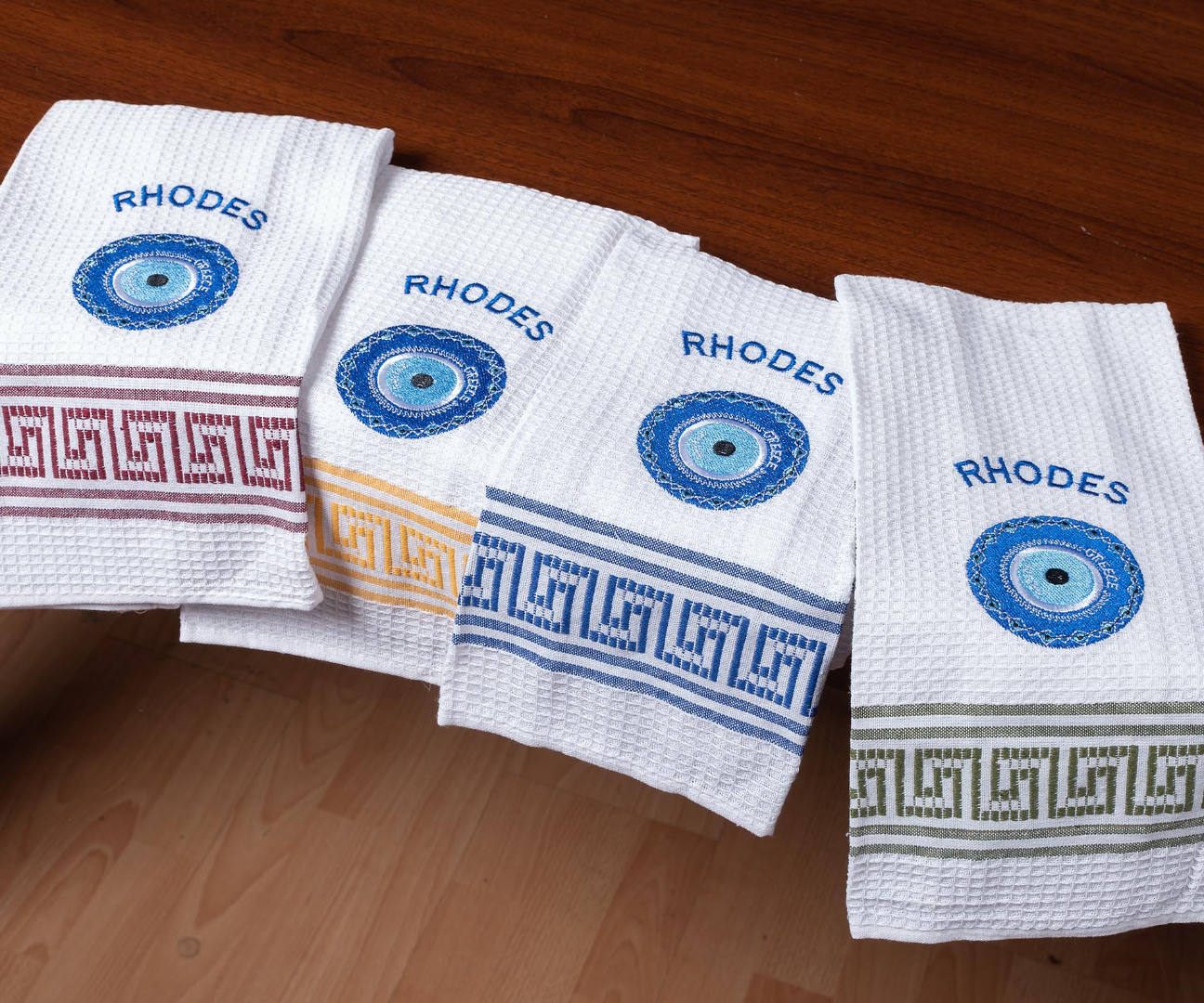 matirhodes Σετ 12 τεμαχίων ποτηρόπανα (45cm x 65cm) μάτι RHODES SilkFashion - Image 1