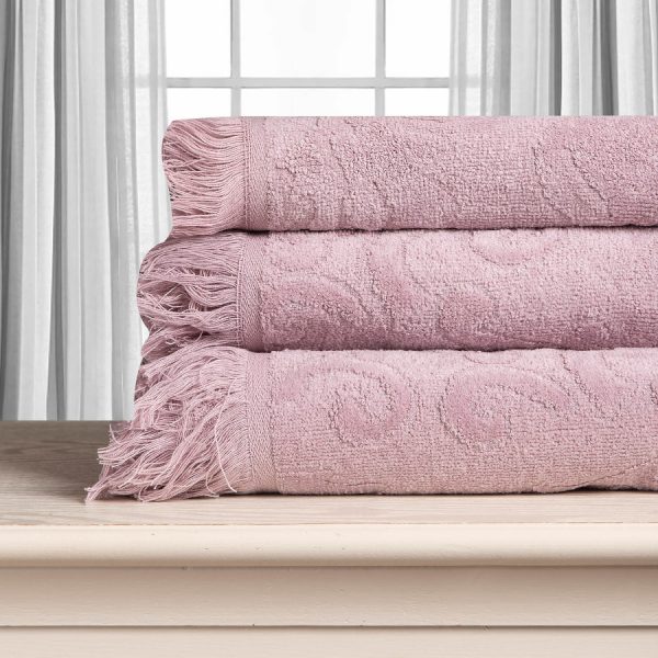 Βαμβακερή ζακάρ πετσέτα ALICIA 520gsm (80cm x 150cm) mauve SilkFashion