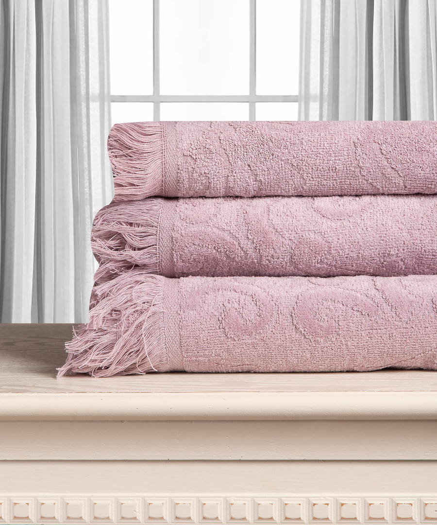 mauve-2 Βαμβακερή ζακάρ πετσέτα ALICIA 520gsm (80cm x 150cm) mauve SilkFashion - Image 1