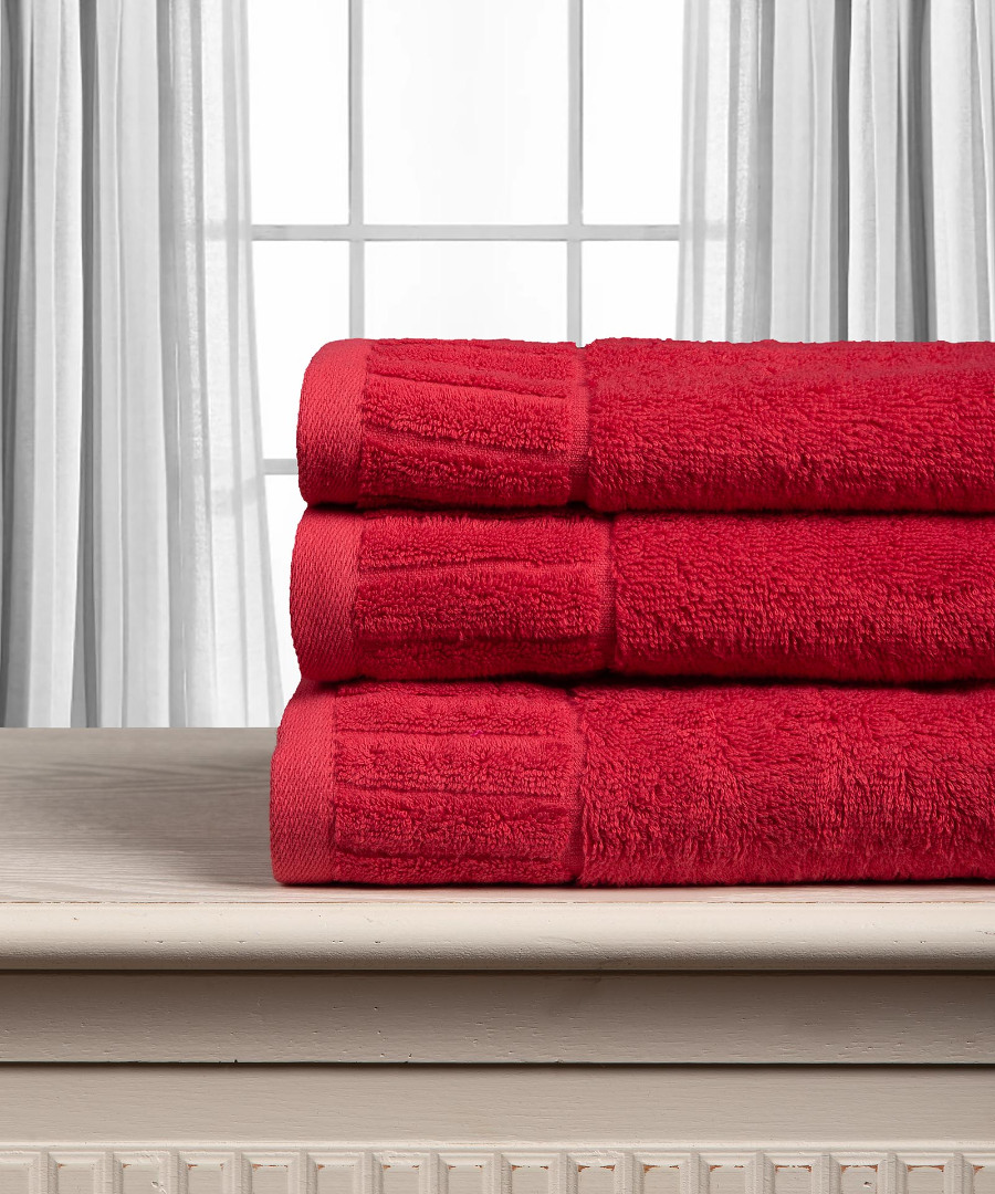 melodiared1 Βαμβακερή πετσέτα ΜΕΛΩΔΙΑ 600gsm (40cm x 60cm) red SilkFashion - Image 1