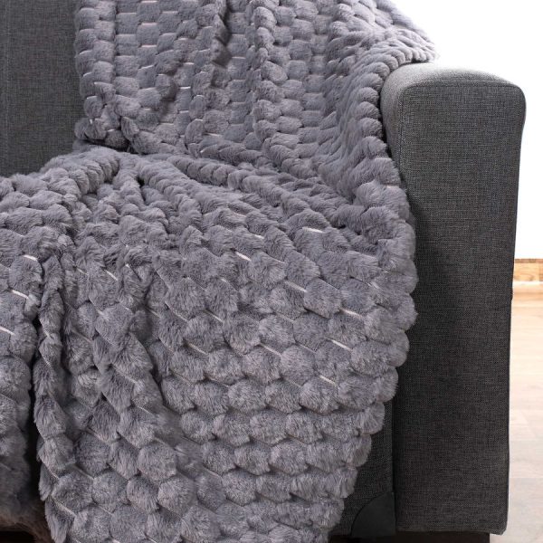 Διακοσμητικό γούνινο ριχτάρι mink (130cm x 160cm) γκρί SilkFashion