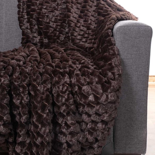 Διακοσμητικό γούνινο ριχτάρι mink (130cm x 160cm) καφέ SilkFashion