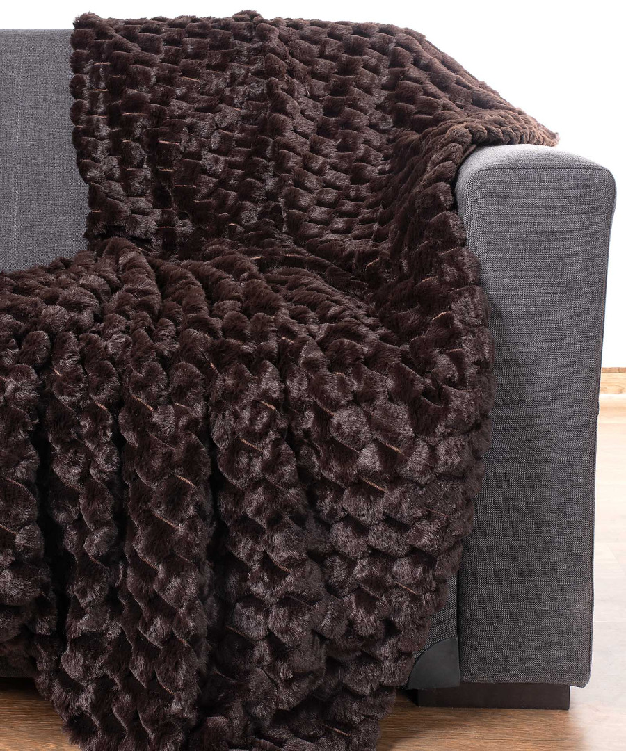 minkkafe1 Διακοσμητικό γούνινο ριχτάρι mink (130cm x 160cm) καφέ SilkFashion - Image 1