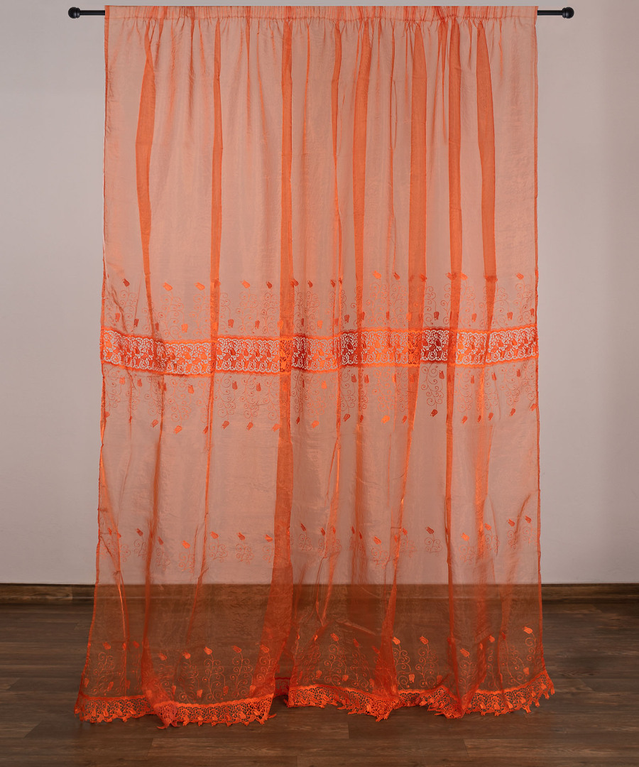 mk15portokali Κουρτίνα MK15 (280cm x 300cm) με τρέσα πορτοκαλί SilkFashion - Image 1