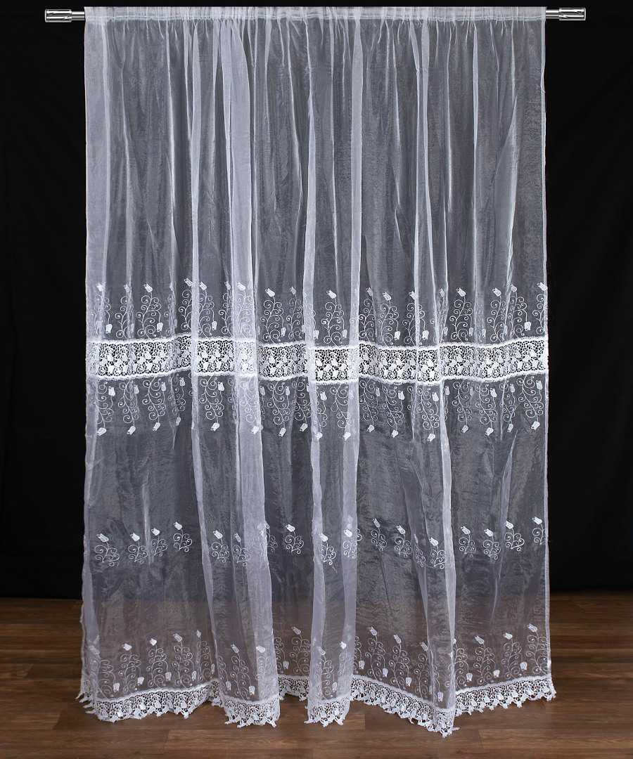 mk15w Κουρτίνα MK15 (280cm x 300cm) με τρέσα λευκή SilkFashion - Image 1