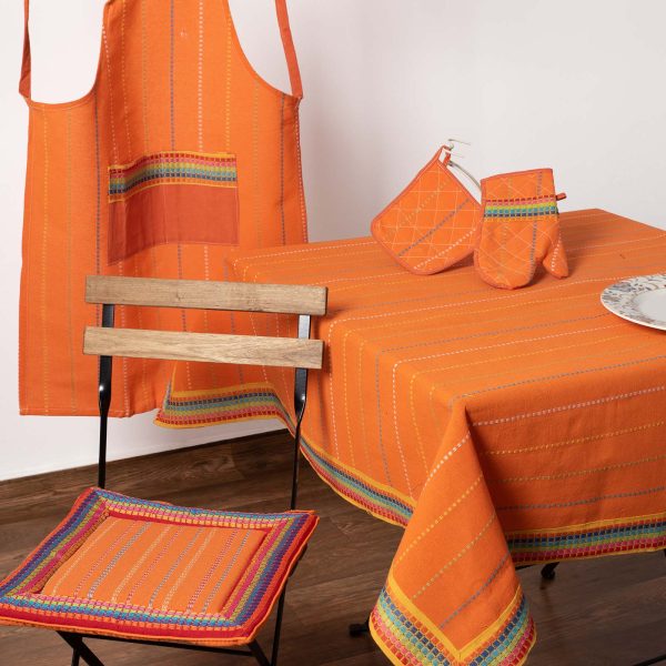 τραπεζομάντηλα (140cm x 240cm) moda ριγέ πορτοκαλί SilkFashion