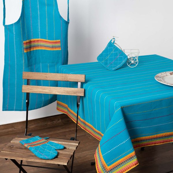 τραπεζομάντηλα (140cm x 240cm) moda ριγέ σιέλ SilkFashion