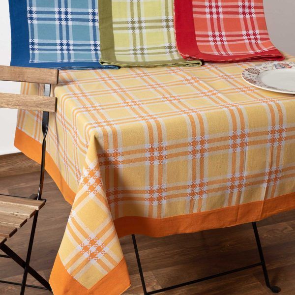 τραπεζομάντηλα (140cm x 240cm) moda λευκό καρό πράσινο SilkFashion