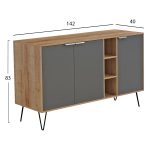 ΜΠΟΥΦΕΣ CABRON HM8874.11 ΜΕΛΑΜΙΝΗ ΣΕ ΦΥΣΙΚΟ-ΑΝΘΡΑΚΙ-ΜΑΥΡΑ ΜΕΤΑΛ.ΠΟΔΙΑ 142X40X83Υεκ. - Image 2