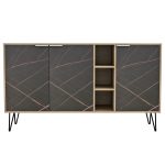 ΜΠΟΥΦΕΣ CABRON HM8874.12 ΜΕΛΑΜΙΝΗ ΣΕ SONAMA-ΜΑΥΡΟ ΜΑΡΜΑΡΟ-ΜΑΥΡΑ ΜΕΤΑΛ.ΠΟΔΙΑ 142X40X83Υεκ - Image 4