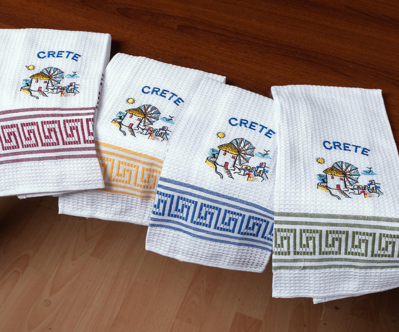 myloscrete Σετ 12 τεμαχίων ποτηρόπανα (45cm x 65cm) ανεμόμυλος CRETE SilkFashion - Image 1