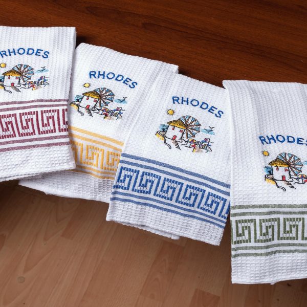 Σετ 12 τεμαχίων ποτηρόπανα (45cm x 65cm) ανεμόμυλος RHODES SilkFashion