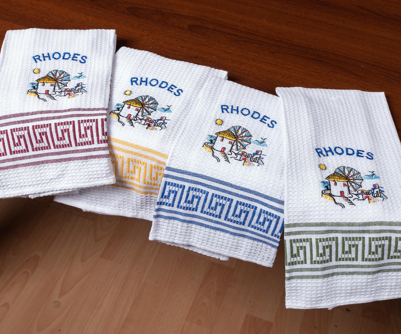 mylosrhodes Σετ 12 τεμαχίων ποτηρόπανα (45cm x 65cm) ανεμόμυλος RHODES SilkFashion - Image 1