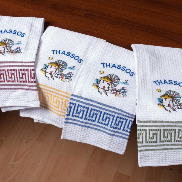 Σετ 12 τεμαχίων ποτηρόπανα (45cm x 65cm) ανεμόμυλος THASSOS SilkFashion