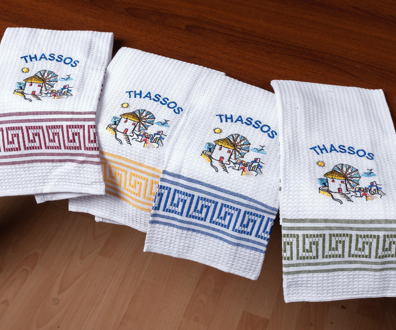 mylosthassos Σετ 12 τεμαχίων ποτηρόπανα (45cm x 65cm) ανεμόμυλος THASSOS SilkFashion - Image 1