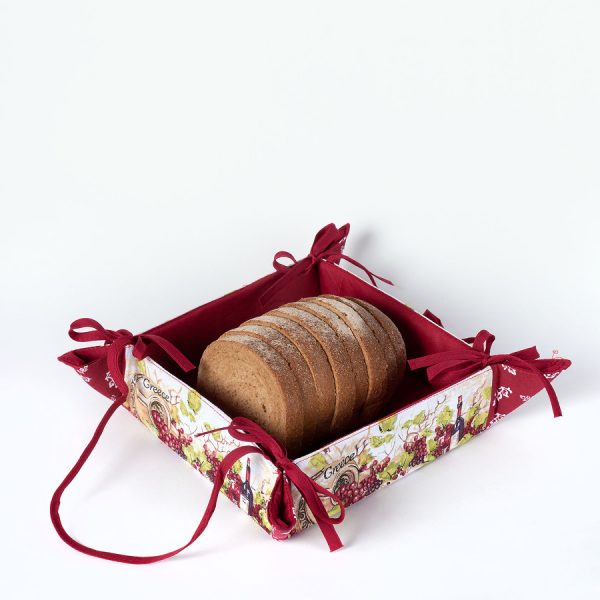 Βαμβακερή ψωμιέρα με στάμπα (35cm x 35cm) κόκκινη SilkFashion