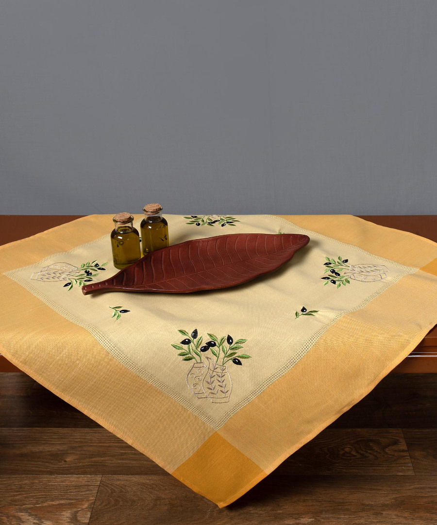 n1kitrino-9 Τραπεζομάντηλο N1 (160cm x 210cm) oval κίτρινο SilkFashion - Image 1