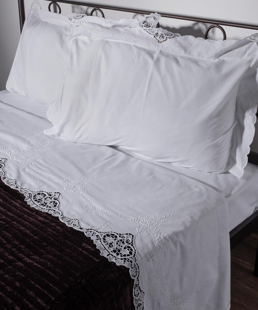 ng018 ΧΕΙΡΟΠΟΙΗΤΟ ΒΕΝΙΣ ΣΕΝΤΟΝΙ NG018 ΤΡΙΩΝ ΤΕΜΑΧΙΩΝ (225CM X 270CM) ΛΕΥΚΟ SilkFashion - Image 1