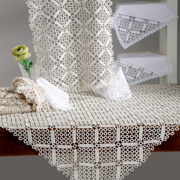 Χειροποίητο πλεκτό μερσεριζέ σετ 7 τεμαχίων NG33 (140cm x 140cm/90cm x 90cm/50cm x 150cm/60cm x 60cm x 2/40cm x 40cm x 2) εκρού SilkFashion