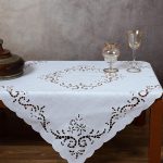 Χειροποίητο κοφτό καρέ ng542 (90cm x 90cm) λευκό SilkFashion