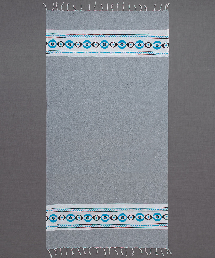 nkp707petsetagrey Pestemal με πετσέτα nkp707 (90cm x 180cm) γκρί SilkFashion - Image 1