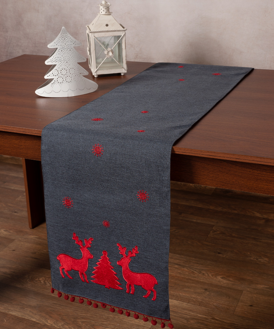 nw345athracite Χριστουγεννιάτικη τραβέρσα NW345 (35cm x 175cm) ανθρακί SilkFashion - Image 1