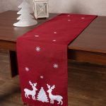 Χριστουγεννιάτικη τραβέρσα NW345 (35cm x 175cm) κόκκινη SilkFashion