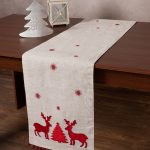 Χριστουγεννιάτικη τραβέρσα NW345 (35cm x 175cm) άμμου SilkFashion